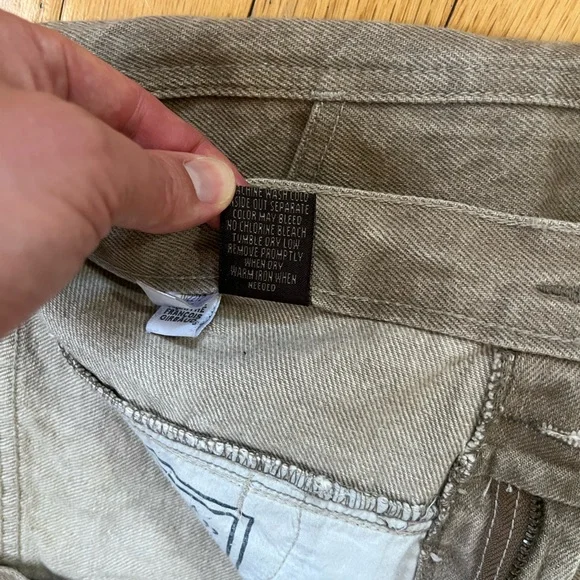 VTG Girbaud Brand X Denim Jeans 42x25 Khaki Tan Y2K Hip-Hop Skater Loose Baggy - Picture 7 of 15